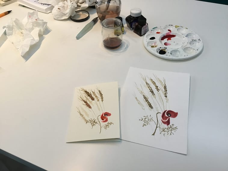 Amapola con tinta china